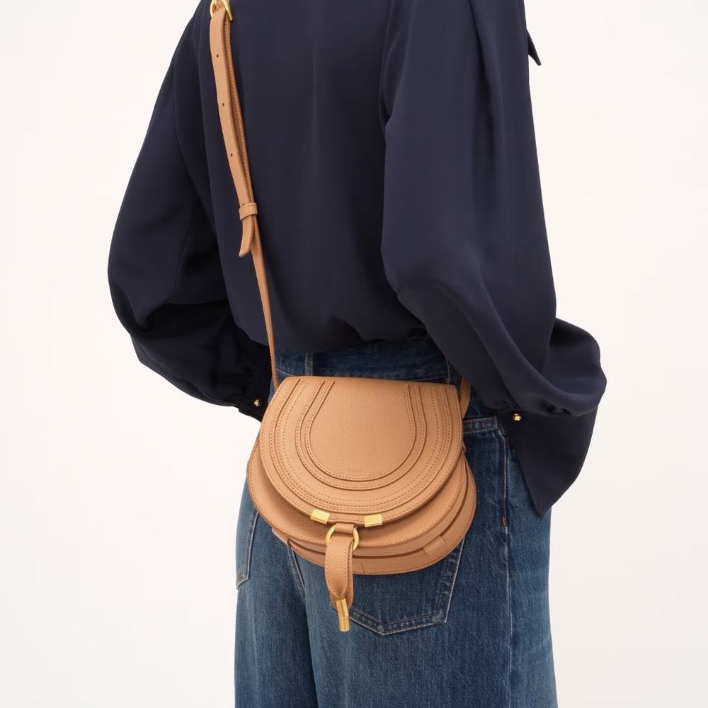 Chloé Marcie Small Saddle Bag, Blush, Dust Bag & Card